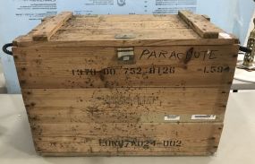Hand Made Wood Crate with Parachute Inside