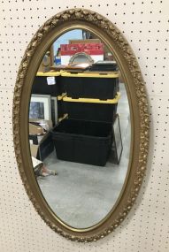 Vintage Plastic Gold Gilt Oval Mirror