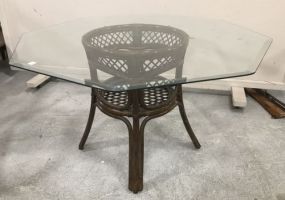 Bamboo Style Polygon Glass Top Kitchen Table