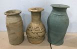 Three Hand Made Pottery Vases