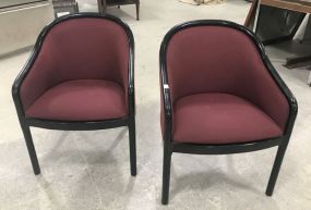 Pair of Bernhardt Black and Red Side Chairs