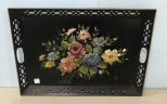 Hand Painted Tole Style Handled Serving Tray
