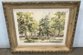 Framed Fountain Print Signed