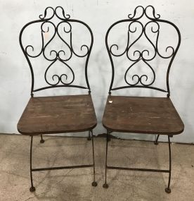 Pair of Patio Iron Folding Chairs