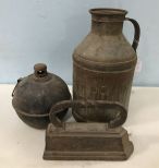 Vintage Jug, Number 18 Iron, and Metal Burner