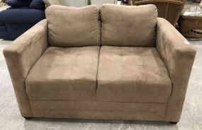 Two Cushion Faux Suede Love Seat