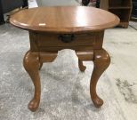 Oak Finish Oval Side Table