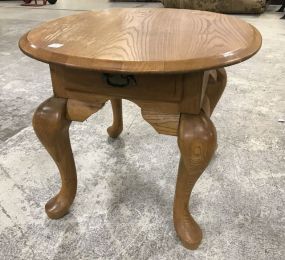 Oak Finish Oval Side Table