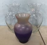 Three Glass Flower Vases