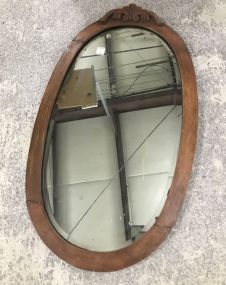 Vintage Oval Wood Carved Wall Mirror