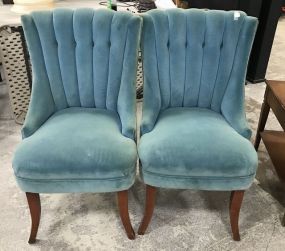 Pair of Blue Tufted Side Chairs