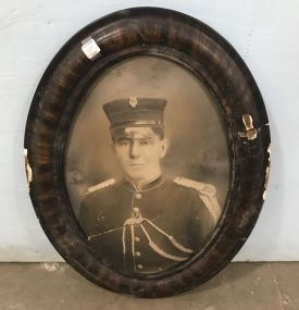 Vintage Oval Military Portrait