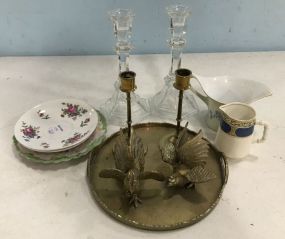 Brass Pieces, Porcelain, and Glass