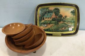 American Homestead Summer Metal Tray and Munising Woods Bowls