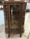 Vintage Mahogany Curved Glass China Cabinet