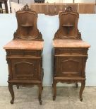 Pair of Antique French Walnut Commode Night Stands