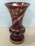 Bohemian Crystal Ruby Red Cut to Clear Vase