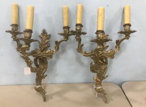 Pair of Louis IV Solid Brass Candle Sconces