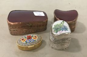 Four Enamel and Metal Snuff/Pill Boxes
