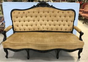 Beautiful French Style Black Lacquer Settee