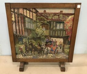 Vintage Needle Point Fire Screen