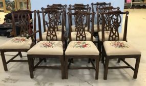 Ten Antique Reproduction Chippendale Style Dining Chairs