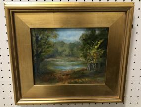 Source Teak Oil Painting of Board Landscape