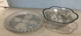 Silver Plate Inlaid Charger and Bowl