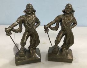 Pair of Bronze Swordsmen Bookends