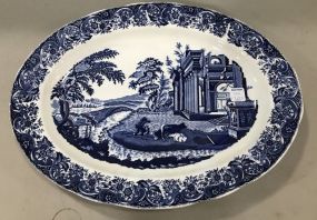 Large Blue and White English Platter