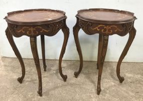 Pair of Early 20th Century French Inlaid Lamp Tables