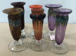 Six Hand Blown Art Glass Flutes