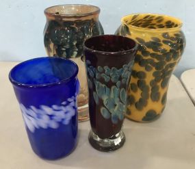 Four Hand Blown Art Glass Vases