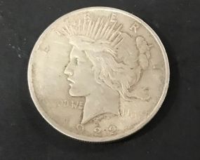 1922 Peace Liberty Silver One Dollar Coin