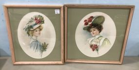 Two Vintage Gibson Girl Prints