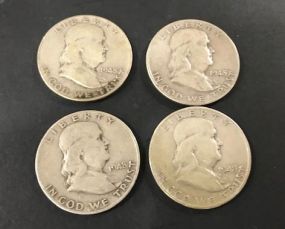 Four Franklin Half Dollars 1948