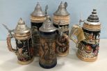 Five German Beer Steins