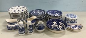 Group of Blue and White Pottery Pieces