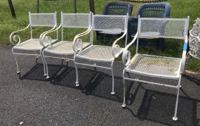 Four White Iron Patio Chairs