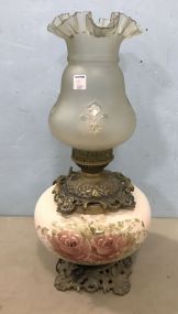 Vintage Hand Painted Flower Globe Lamp