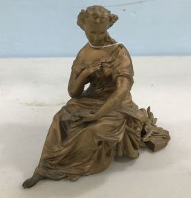 Vintage Cast Metal European Lady Statue