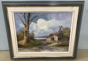 Signed Painting of Landscape with Barn