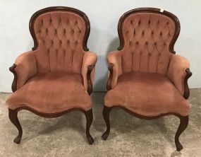Pair of French Style Walnut Arm Chairs
