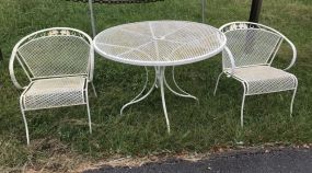 Outdoor White Patio Table and Two Chairs