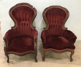 Two Victorian Style Ladies and Gents Arm Chairs