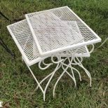 Three White Iron Side Tables