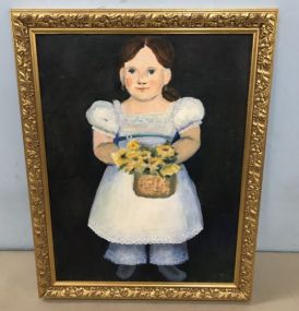 Flora Rau Folk Art Painting Little Girl