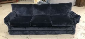 Three Cushion Navy Upholstered Sofa