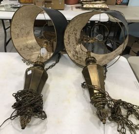 Pair of Brass Hanging Lamp Fixtures