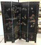 Four Panel Black Lacquer Divider Screen